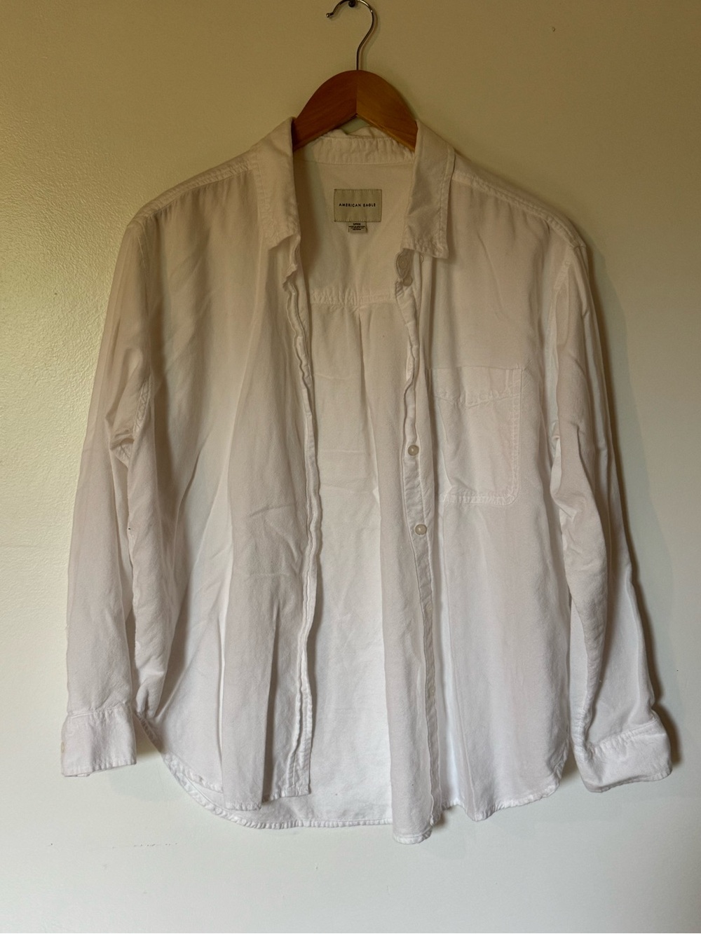 American Eagle White Cotton Button-Up